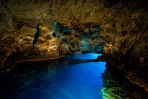 Photo of the Blue Cave with Flashlight