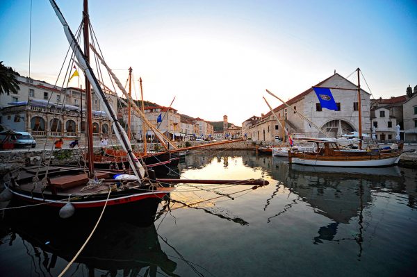 Stunning Hvar harbor at sunset