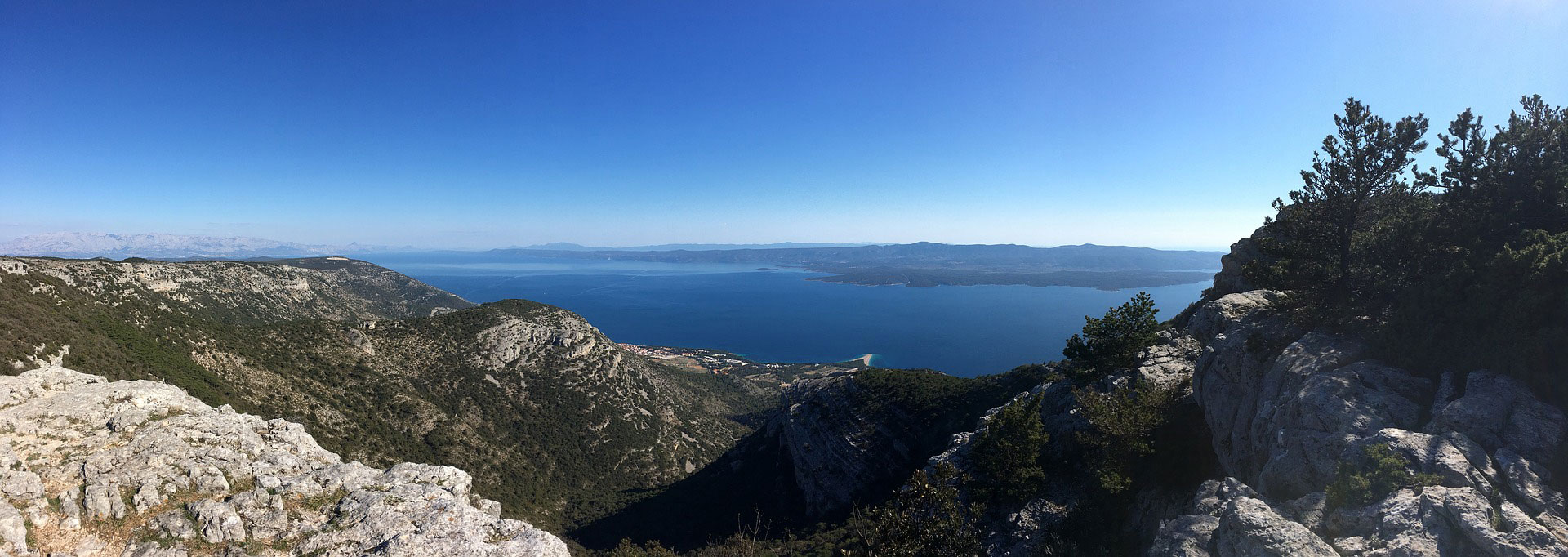 Island of Brac, view from Vidova Gora on Zlatni Rat beach