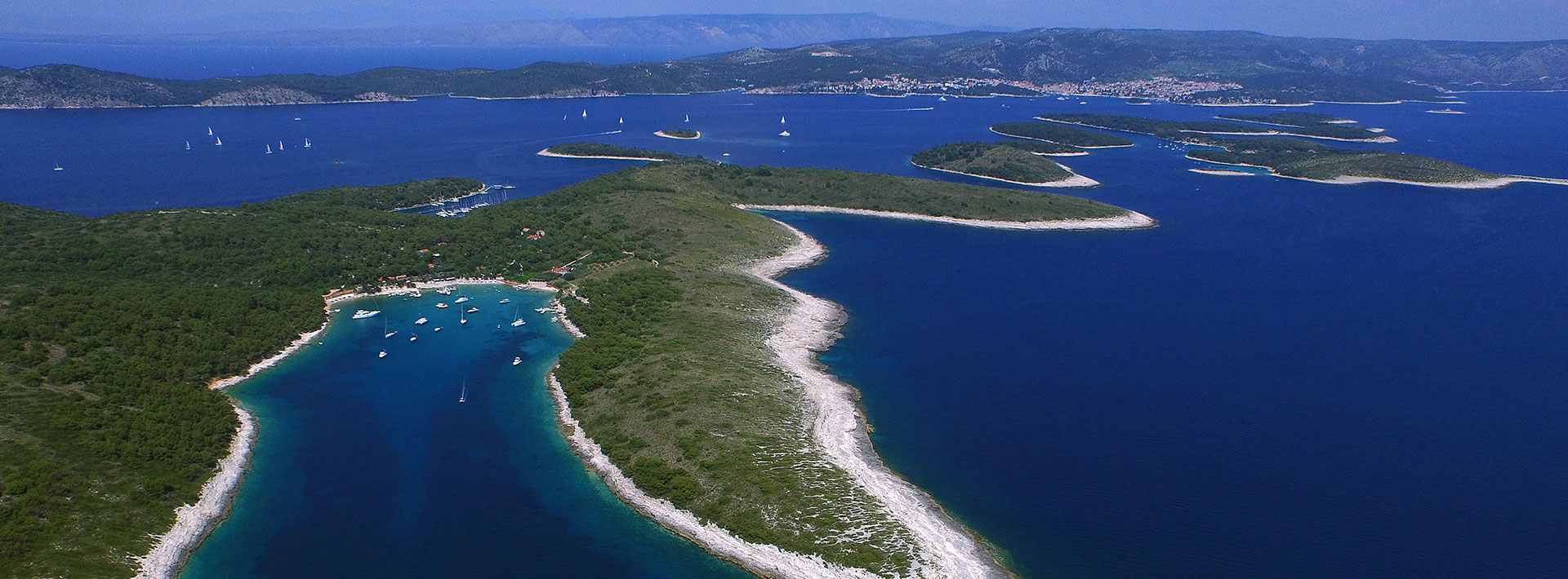 Pakleni islands, aerial view of the archipelago