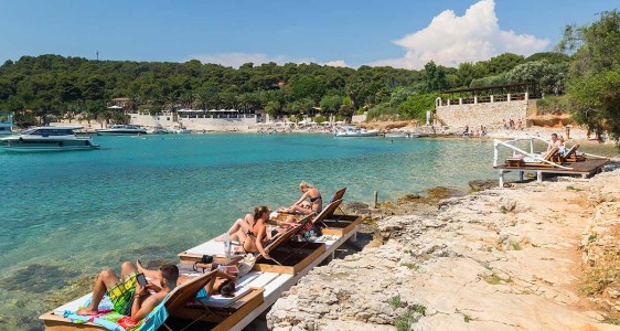 Relaxing on a deck chair in Palmizana