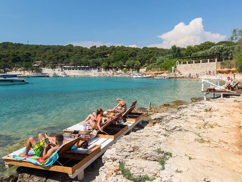 Relaxing on a deck chair in Palmizana