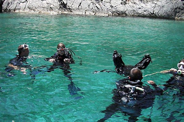 Preparing for a dive