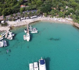 View of Palmizana sandy beach from air