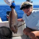 Posing with the catch – Dentex fish