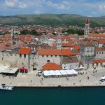 Trogir promenade, aerial photo