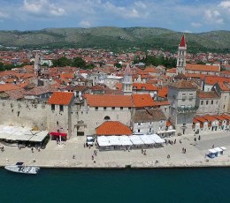 Trogir promenade, aerial photo