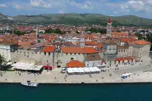 Trogir promenade, aerial photo