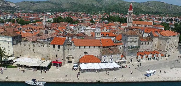 Trogir promenade, aerial photo