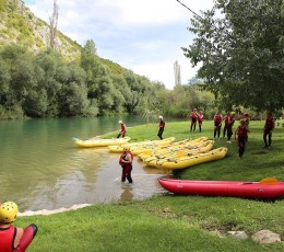 Rafting break in nature at Cetina river beach