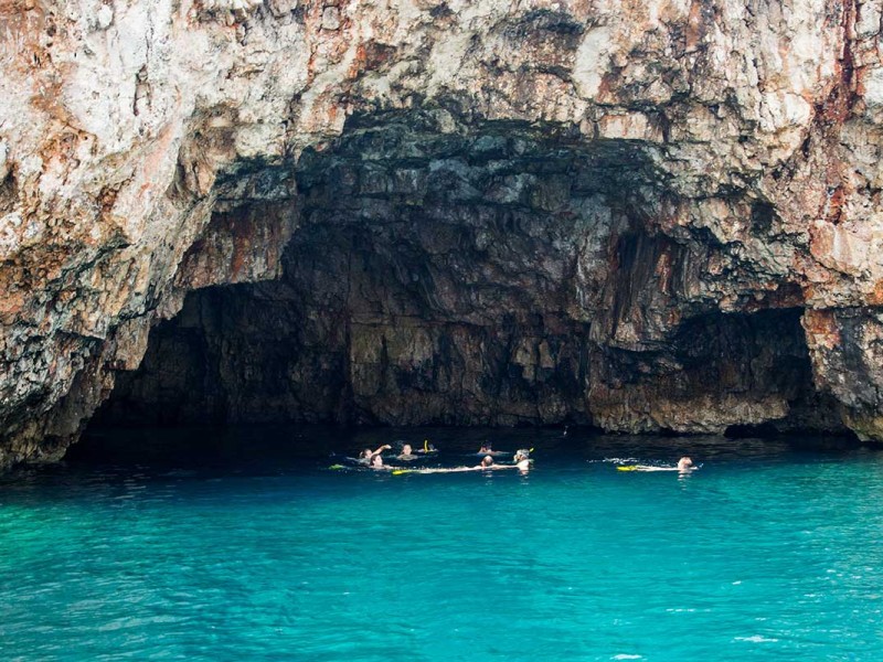 Swimming in front of Green Cave