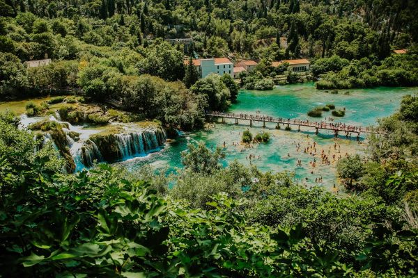 Above view on Krka swimming area