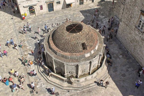 Onofrio fauntain in Dubrovnik, photo from air