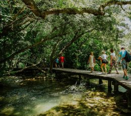 crosing the wooden bridge-Krka NP