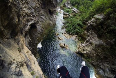 view of Cetina canyon from the rock wall