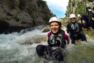 down the stream of Cetina group canoyoning
