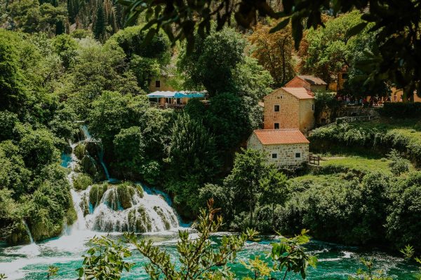 view on the watermill across Krka river