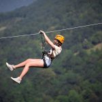 Going down the Zipline, Cetina Canyon