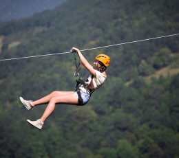 Going down the Zipline, Cetina Canyon