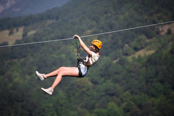 Going down the Zipline, Cetina Canyon