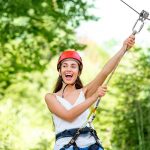 excitement after the dropdown on zipline tour