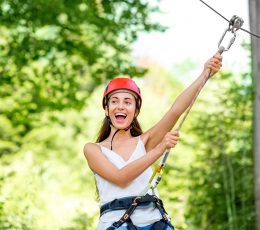 excitement after the dropdown on zipline tour