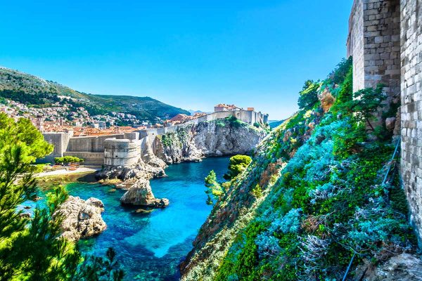 View on Dubrovnik walls and beach