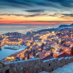 Dubrovnik old town in sunset