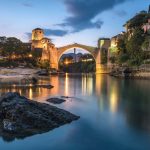 Mostar bridge with lights